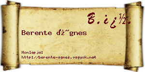Berente Ágnes névjegykártya