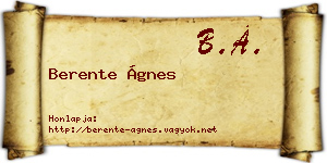 Berente Ágnes névjegykártya